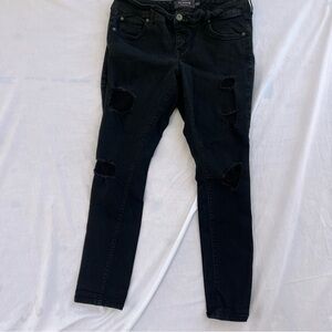 Torrid Sky‎ High Skinny Distressed:Fishnet Black Jeans Plus Size 12R